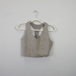 SPANX Longline Medium Impact Leopard Print Racerback Sports Bra Crop Top Women L